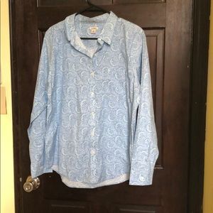 LL bean size L button down blue paisley shirt